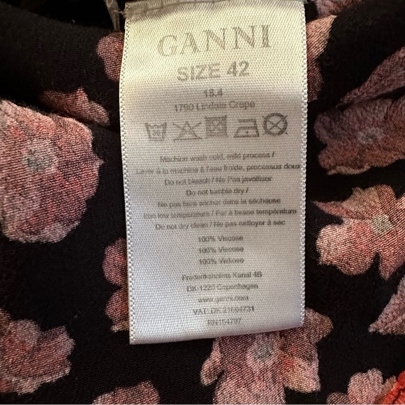 Ganni Lindale Crepe Long Sleeve Top Blouse Size 10/12 - Picture 8 of 13